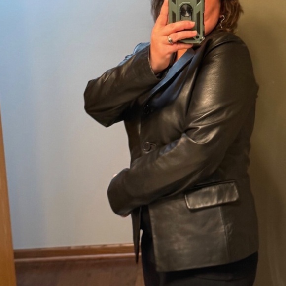 Margaret Godfrey Women’s Black Leather Jacket Blazer Size Small Style #9940 - Picture 6 of 16